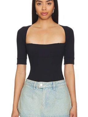 Black free people Everly Square Neck cut out bodysuit